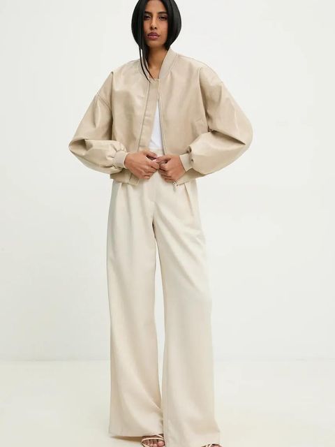 Answear.LAB spodnie damskie kolor beżowy szerokie high waist - zdjęcie produktu nr 2