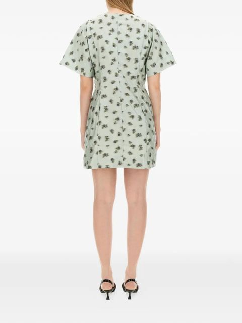 GANNI button floral mini dress - Green