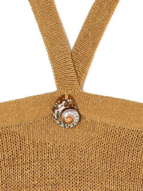 Alanui halterneck embellished tank top - Brown