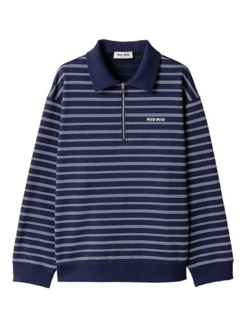 Miu Miu striped half-zip polo shirt - Blue - zdjęcie produktu nr 1