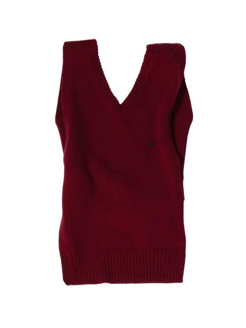Miu Miu intarsia logo ribbed knit vest - Red - zdjęcie produktu nr 1