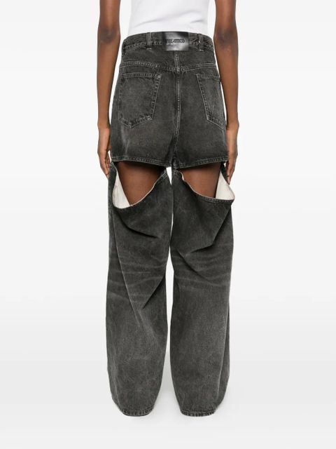 The Attico high-waisted wide-leg jeans - Black