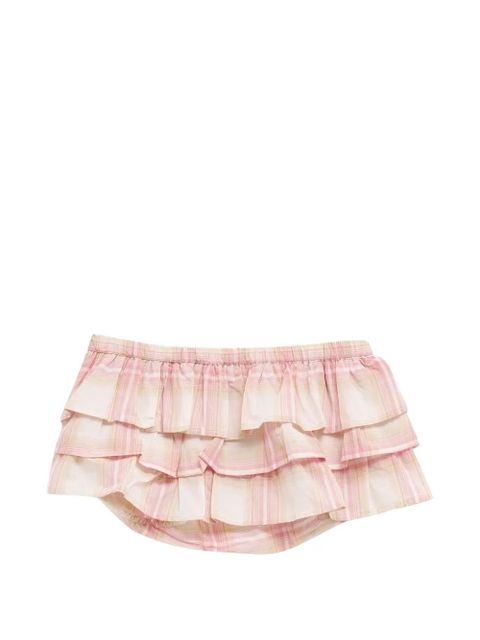 Gimaguas Jardin ruffled checkered shorts - White - zdjęcie produktu nr 1