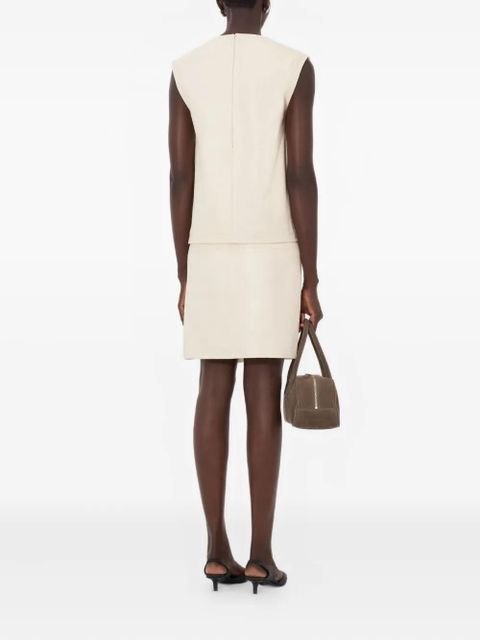 LouLou de Saison Fiza ostrich-effect zip top - Neutrals