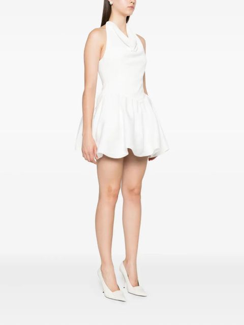 Self-Portrait halterneck gathered mini dress - White