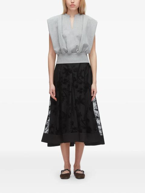 3.1 Phillip Lim embossed-florals midi skirt - Black - zdjęcie produktu nr 2