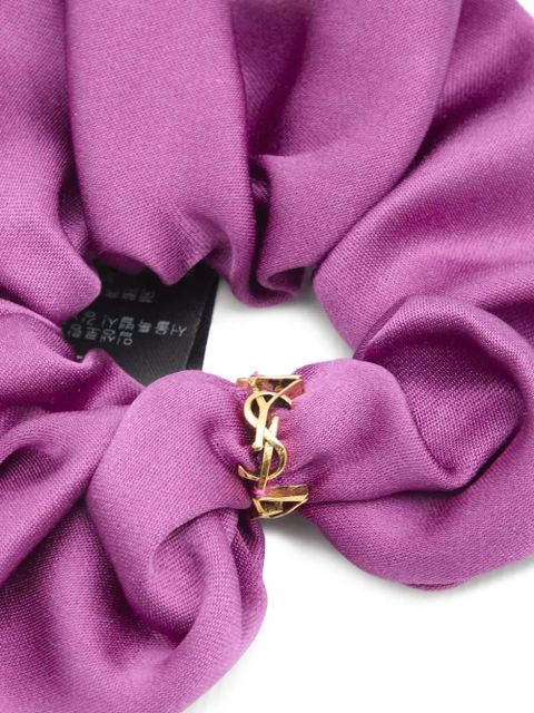 Saint Laurent twisted cassandre ring-detail silk scrunchie - Purple - zdjęcie produktu nr 2