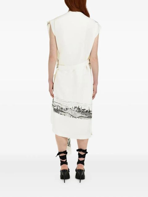 Ferragamo floral-print midi dress - White