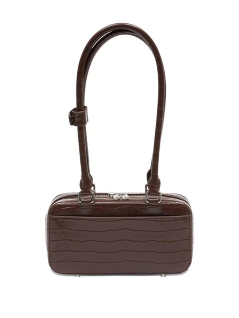 Self-Portrait crocodile-embossed leather shoulder bag - Brown - zdjęcie produktu nr 2