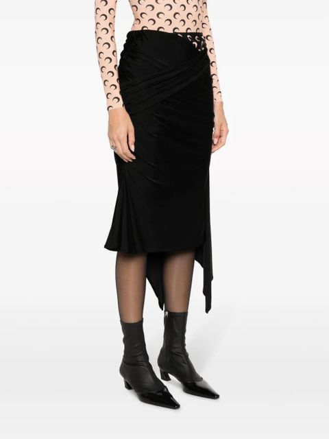 Marine Serre draped midi asymmetric skirt - Black