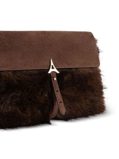 Manière De Voir Aliya faux-fur belted clutch bag - Brown