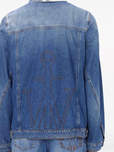 JW Anderson anchor-logo deconstructed denim jacket - Blue