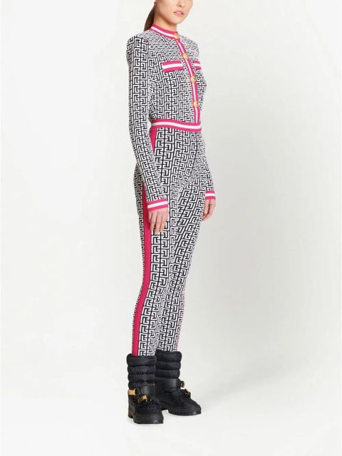 Balmain logo-jacquard knit leggings - White
