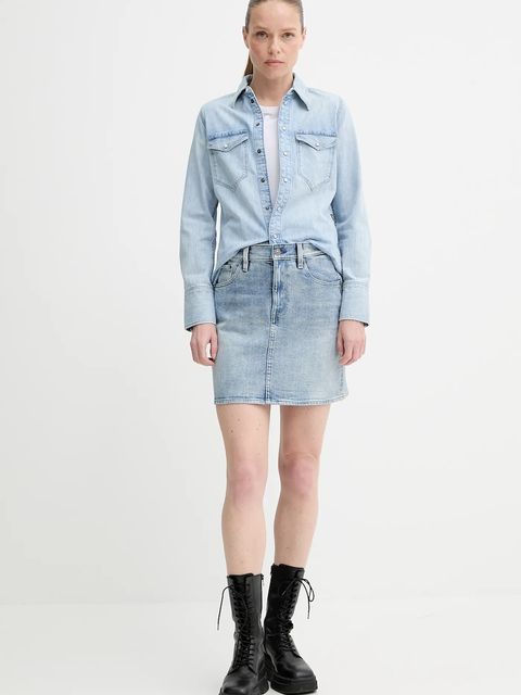 G-Star spódnica jeansowa kolor niebieski mini prosta D24387-D930