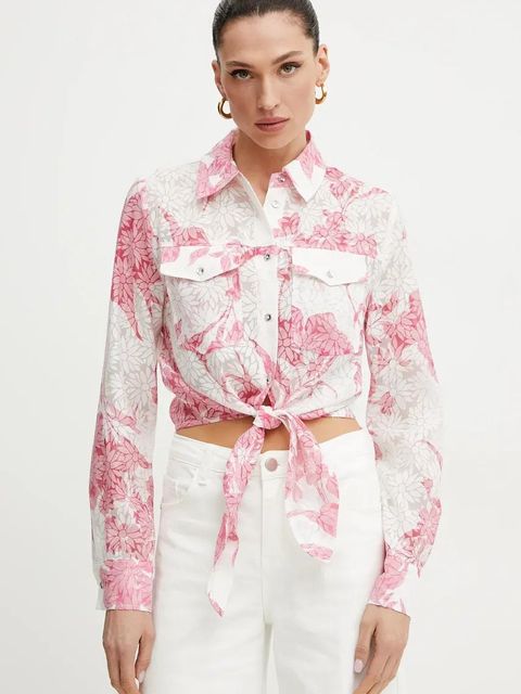 Guess koszula ADELAIDE damska kolor biały regular z kołnierzykiem klasycznym W5GH03 WH4K2 - zdjęcie produktu nr 1