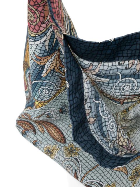 FARM Rio wooden handle print tote bag - Brown