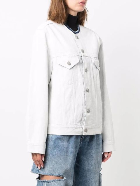 Maison Margiela collarless denim jacket - White - zdjęcie produktu nr 2