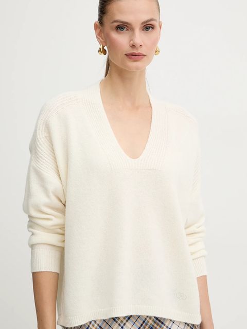 Liu Jo sweter wełniany damski kolor beżowy MF5060 MS009