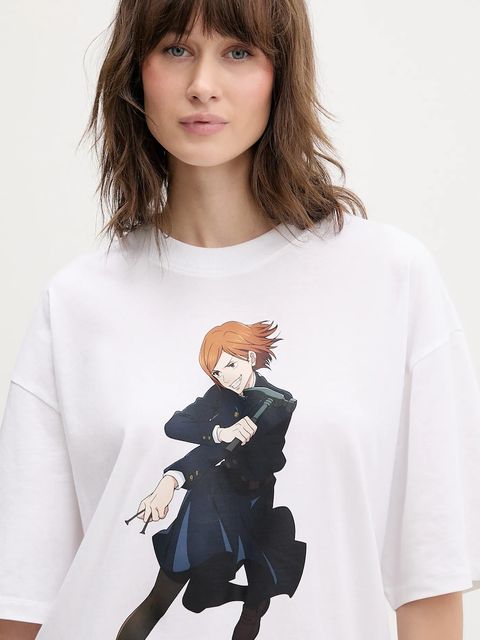 Hugo Blue t-shirt bawełniany HUGO x Jujutsu Kaisen