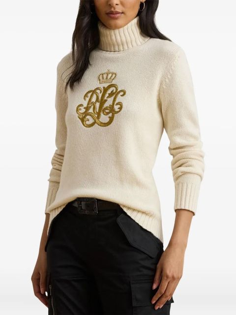 Lauren Ralph Lauren embroidered turtleneck sweater - Neutrals