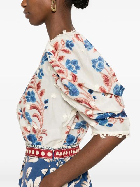 FARM Rio floral embroidered blouse - Neutrals