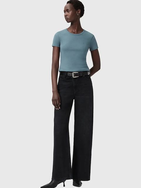 AllSaints t-shirt bawełniany damski kolor niebieski W285JC