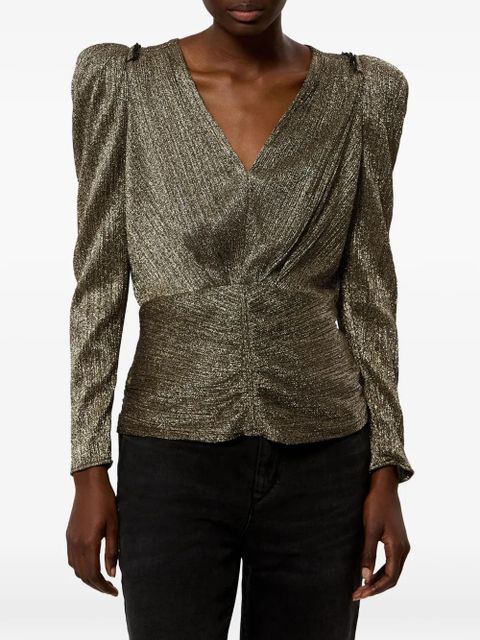 ISABEL MARANT Marlin gathered-sleeves blouse - Gold