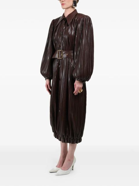 Rowen Rose pleated long bomber coat - Brown - zdjęcie produktu nr 2