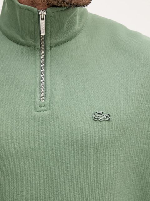 Lacoste bluza bawełniana kolor zielony gładka SH7759