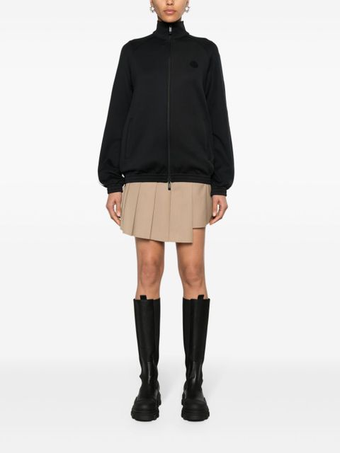Moncler piped-trim zip-up jersey jacket - Black