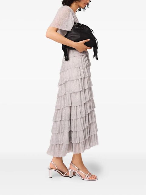 Maje metallic ruffled dress - Silver
