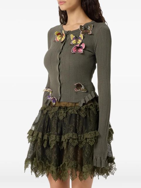 Blumarine butterfly ribbed cardigan - Green