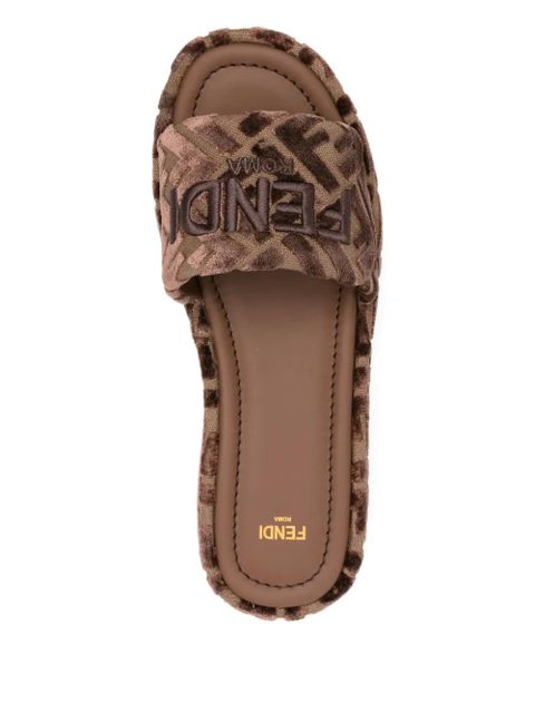 FENDI FF logo platform slides - Neutrals