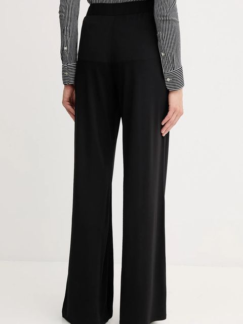 OUI spodnie damskie kolor czarny szerokie high waist 93781