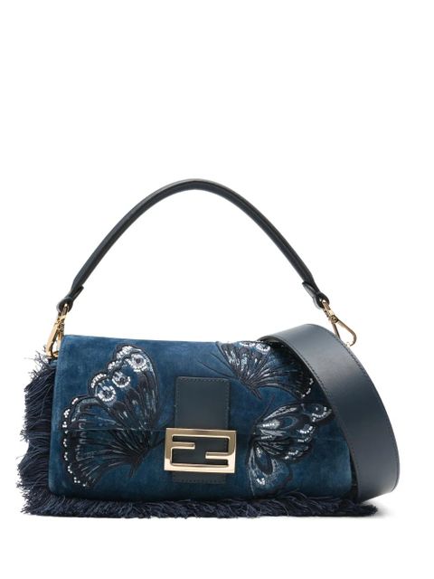 FENDI butterfly fringe baguette tote bag - Blue - zdjęcie produktu nr 1