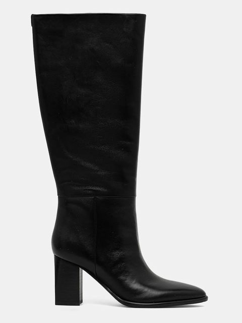 Guess kozaki skórzane PERINNA damskie kolor czarny na słupku FLFPER LEA11