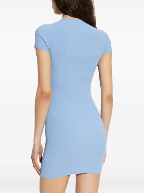 Alexander Wang jacquard-logo short-sleeve mini dress - Blue