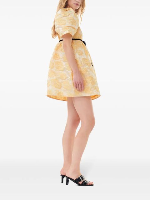 GANNI floral-pattern V-neck dress - Yellow