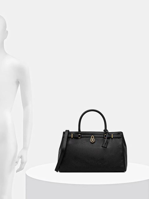 Tommy Hilfiger torebka skórzana kolor czarny AW0AW17925