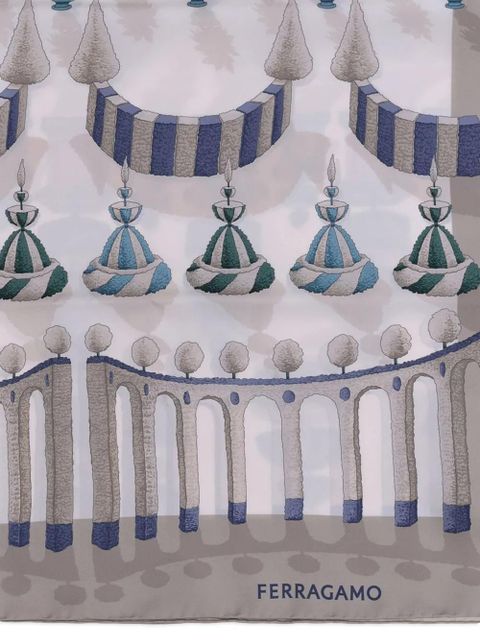 Ferragamo garden-print silk scarf - Neutrals