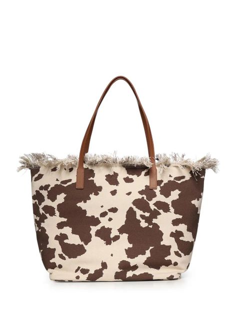 MC2 Saint Barth fringed-details cow-print cotton tote bag - Neutrals - zdjęcie produktu nr 2