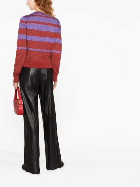 Rabanne striped crew-neck jumper - Purple