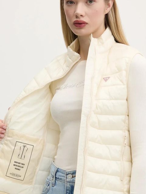 Guess Jeans bezrękawnik damski kolor beżowy przejściowy W5RN55 WHAB2