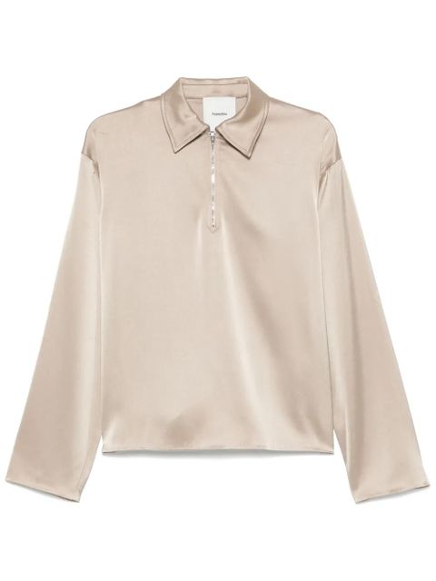 Nanushka satin polo top - Neutrals - zdjęcie produktu nr 1