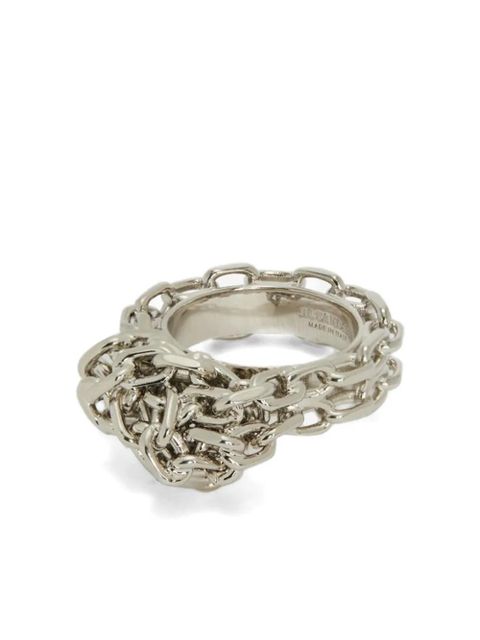Jil Sander engraved-logo knotted-chain-detail ring - Silver - zdjęcie produktu nr 1