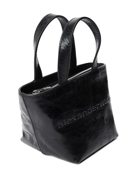 Alexander Wang mini Punch logo-embossed leather tote bag - Black