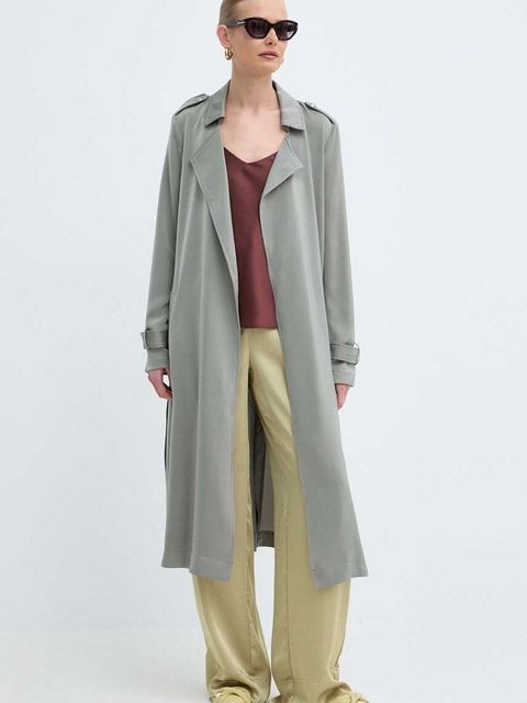 Marella spodnie damskie kolor zielony szerokie high waist 2413131131200