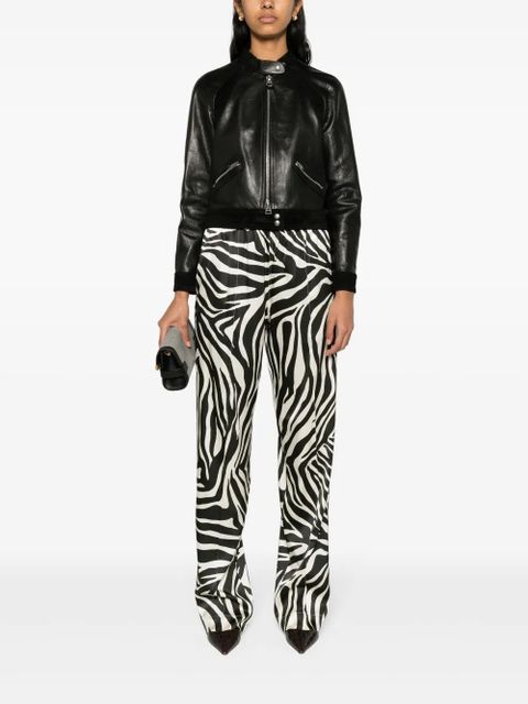 TOM FORD zebra-print silk trousers - Black