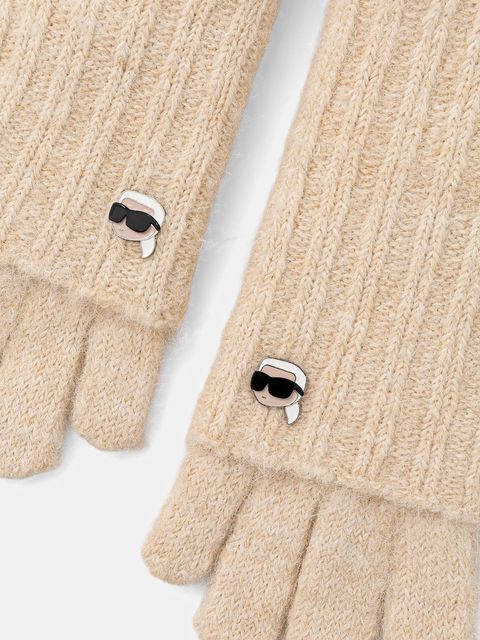 Karl Lagerfeld rękawiczki IKON damskie kolor beżowy A4W33054