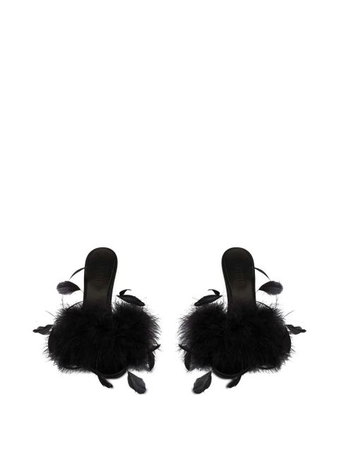 Paris Texas Lidia feather mules - Black